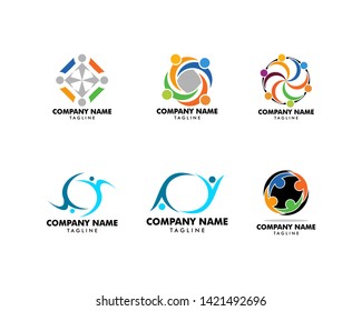 Set Community People Vector Logo Design Stock Vector (Royalty Free ...