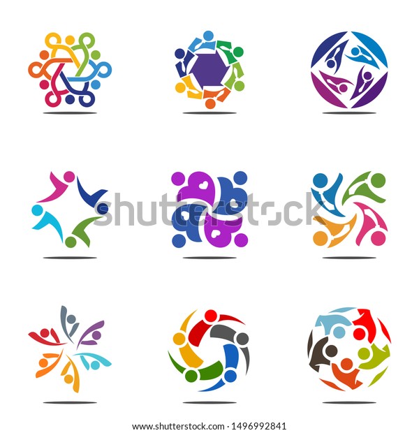 Set Community Teamwork Solidarity Icon Vector Stock Vector (Royalty ...