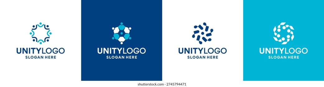 Set of community, unity logo design template.