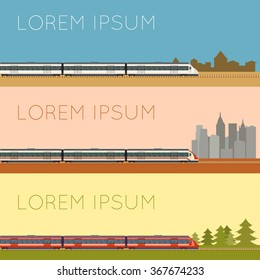 Set of commuter  train banners