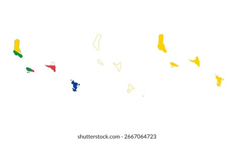 Set of Comoros map isolated on white background, vector illustration design