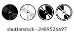 Set of Compact disc icon collection. Music disc cassette symbol. Vector illustration.