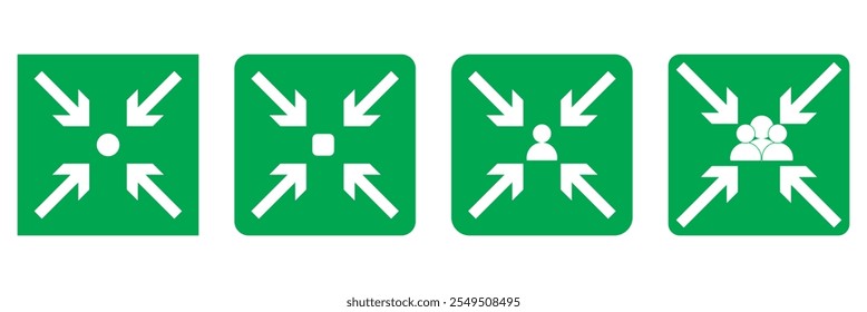 Set of compact icons. Meeting point icons collection. small compress size symbol. assembly place sign - Stock vector