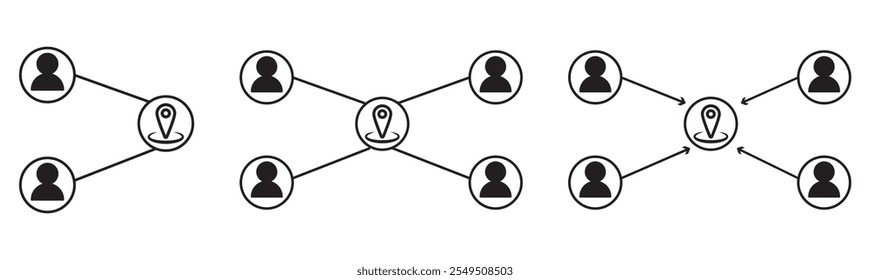 Set of compact icons. Meeting point icons collection. small compress size symbol. assembly place sign - Stock vector