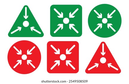 Set of compact icons. Meeting point icons collection. small compress size symbol. assembly place sign - Stock vector