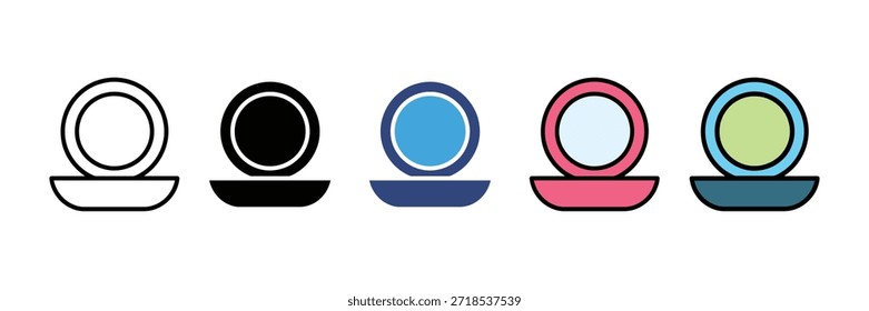 Conjunto de conjunto de iconos de espejo compacto aislado sobre fondo blanco, Ilustración vectorial