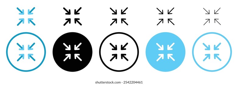 Set of compact size small scale arrow icon collection. Minimize, Resize symbol. Vector Illustration.