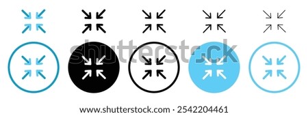 Set of compact size small scale arrow icon collection. Minimize, Resize symbol. Vector Illustration.