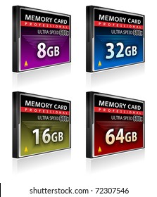 Set of CompactFlash memory cards