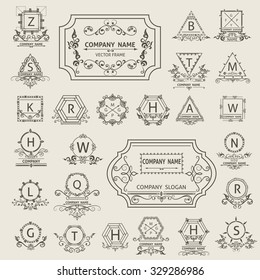 Set company arabesque logos, emblem. Corporate style. Ornamental elements. Vector illustration