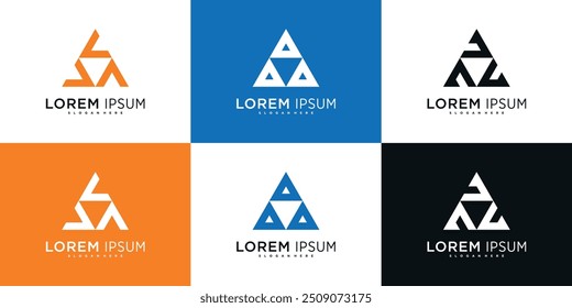 Set of company logo design elements, abstract triangle. Premium Vector