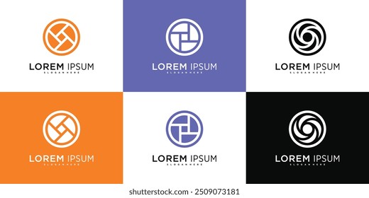 Set of company logo design elements, abstract circles. Premium Vector