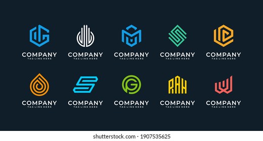 Set of company logo design ideas vector