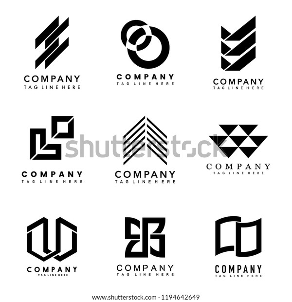 Set Company Logo Design Ideas Vector Stock Vector Royalty Free