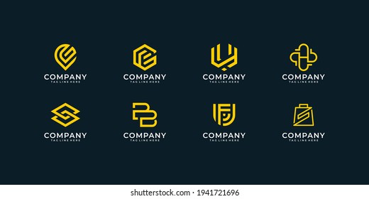 Set of company logo design in monogram style. Logo can be used for icon, brand, identity, abstract, and inspirational concept