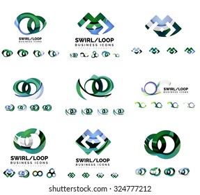 Set of company logotype branding designs, swirl infinity loop concept