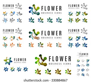 Set of company logotype branding designs, flower blooming concept icons isolated on white