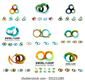 Set of company logotype branding designs, swirl infinity loop concept