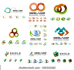 Set of company logotype branding designs, swirl infinity loop concept