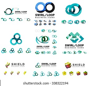 Set of company logotype branding designs, swirl infinity loop concept