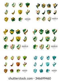 Set of company logotype branding designs, shield protection concept icons isolated on white