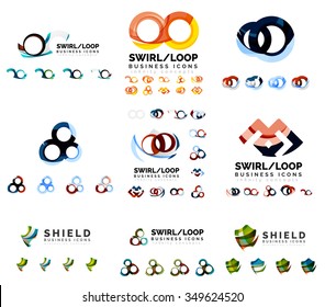 Set of company logotype branding designs, swirl infinity loop concept