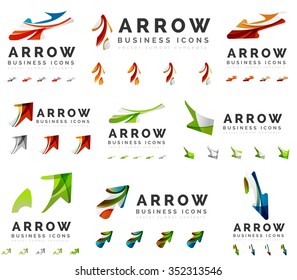 Set of company logotype branding designs, arrow direction concept icons isolated on white Set of company logotype branding designs, arrow direction concept icons isolated on white