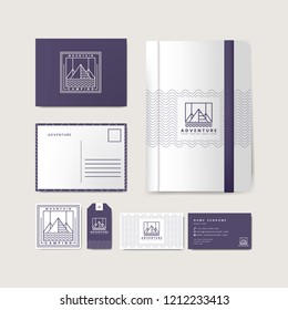 Set of company merchandise with logo