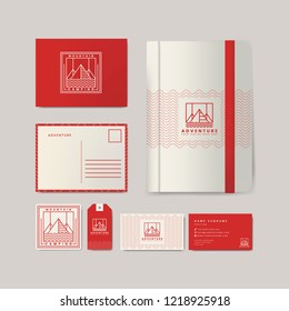 Set of company merchandise with logo