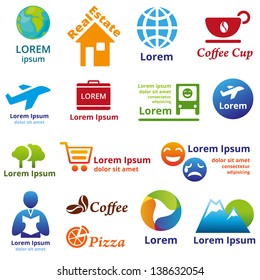 Set of company name concepts. Vector illustration of abstract business symbols.