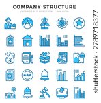 Set of Company Structure Icons. Simple Two Color art style icons pack.