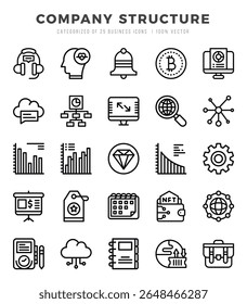 Conjunto de ícones da estrutura da empresa. Simples Lineal arte estilo ícones pack.