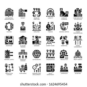 Set of company structure thin line and pixel perfect icons for any web and app project. 