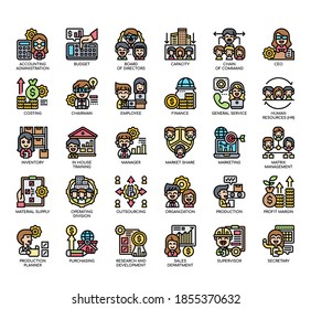 Set of Company Structure thin line and pixel perfect icons for any web and app project. 