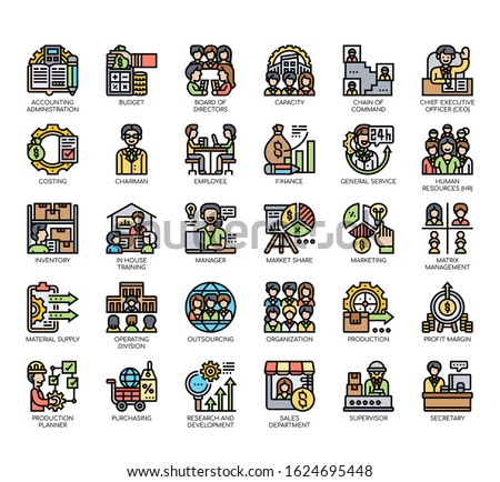 Set of company structure thin line and pixel perfect icons for any web and app project. 
