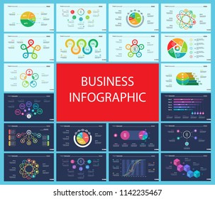 Set of company structure and workflow concept infographic charts. Business diagrams for presentation slide templates. For corporate report, advertising, banner and brochure design.