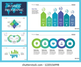 Set of company structure and workflow concept infographic charts. Business diagrams for presentation slide templates. For corporate report, advertising, banner and brochure design.