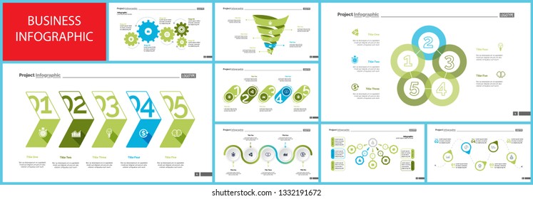 Set of company structure and workflow concept infographic charts. Business diagrams for presentation slide templates. For corporate report, advertising, banner and brochure design.