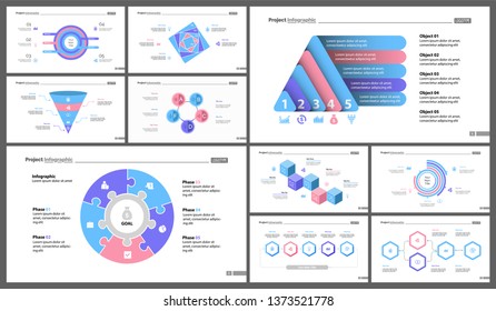 Set of company structure and workflow concept infographic charts. Business diagrams for presentation slide templates. For corporate report, advertising, banner and brochure design.