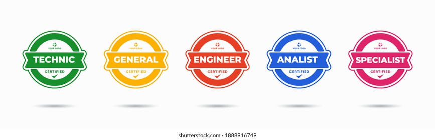 Set of company training badge certificates to determine based on criteria. Vector illustration certified logo design.