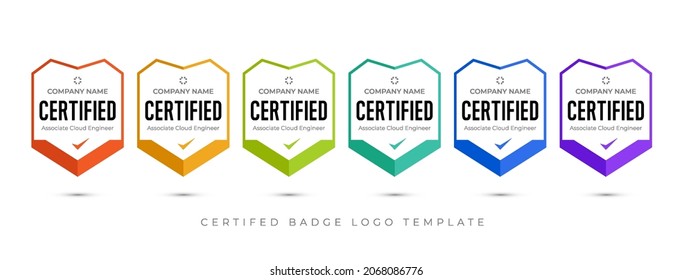 Set of company training badge certificates to determine based on criteria. Vector illustration certified logo design.