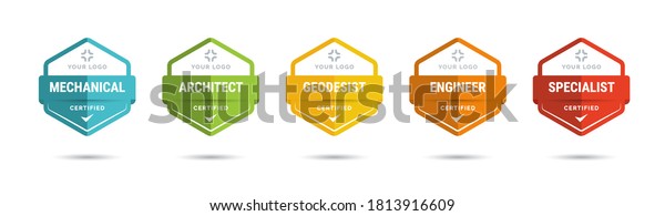 Set\
of company training badge certificates to determine based on\
criteria. Vector illustration certified logo\
design.