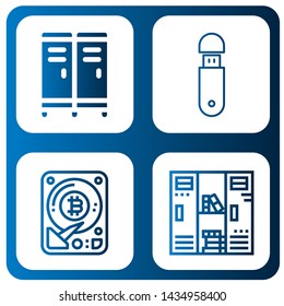 Set of compartment icons such as Locker, Usb, Hard disk , compartment