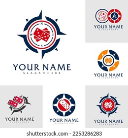 Set of Compass Domino logo vector template, Creative Domino logo design concepts