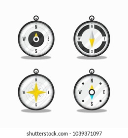 Set of Compass flat icons collection design on abstract background, navigation sign, traveling icon for website, or application interface. Vector illustration.