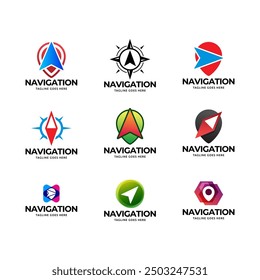 Set of Compass Global Globe Earth Adventure GPS navigation logo design. Vector Illustration