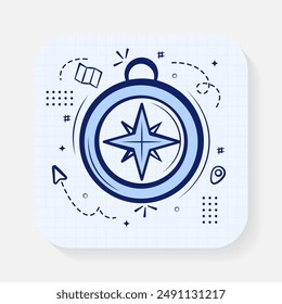 Set of compass hand drawn icons in Doodle style