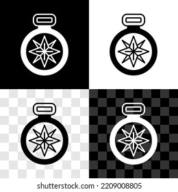Set Compass Symbol einzeln auf schwarz-weißem, transparentem Hintergrund. Windrose-Navigationssymbol. Windrose-Schild.  Vektorgrafik