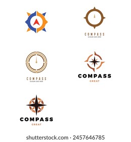 Set of Compass Icon Logo Design Template