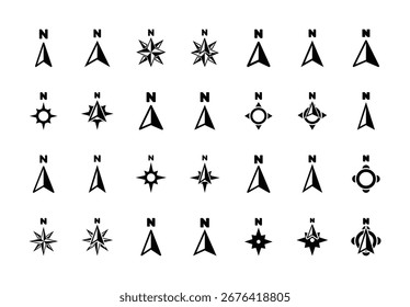 Conjunto de ícone da bússola símbolo vetor no fundo branco